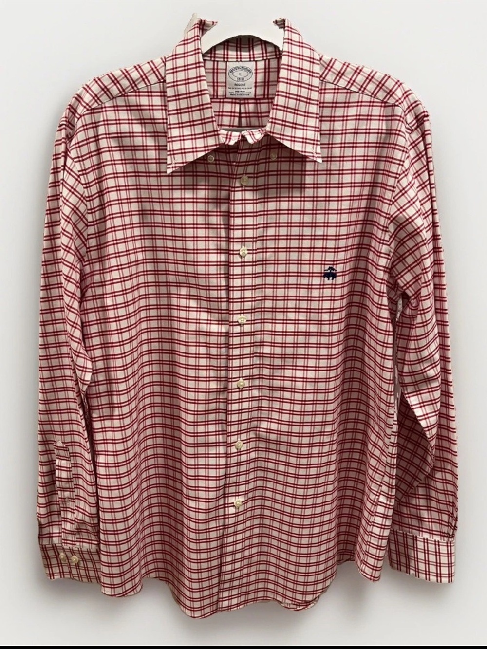 Brooks Brothers Regent Red White Plaid Button Down Shirt Men's Large